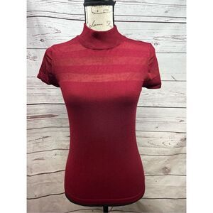 Carmen Carmen Marc Valvo small red short‎ sleeve red sweater (#1858)